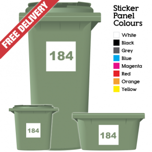 Wheelie Bin Sticker Numbers Square Style (Pack Of 12)